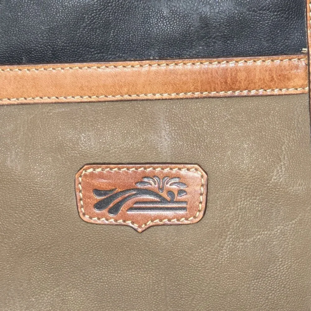 ADI-ORR by Hana Rozens Large Leather Canvas Tote Bag Brown Black Shoulder Bag - Picture 2 of 7